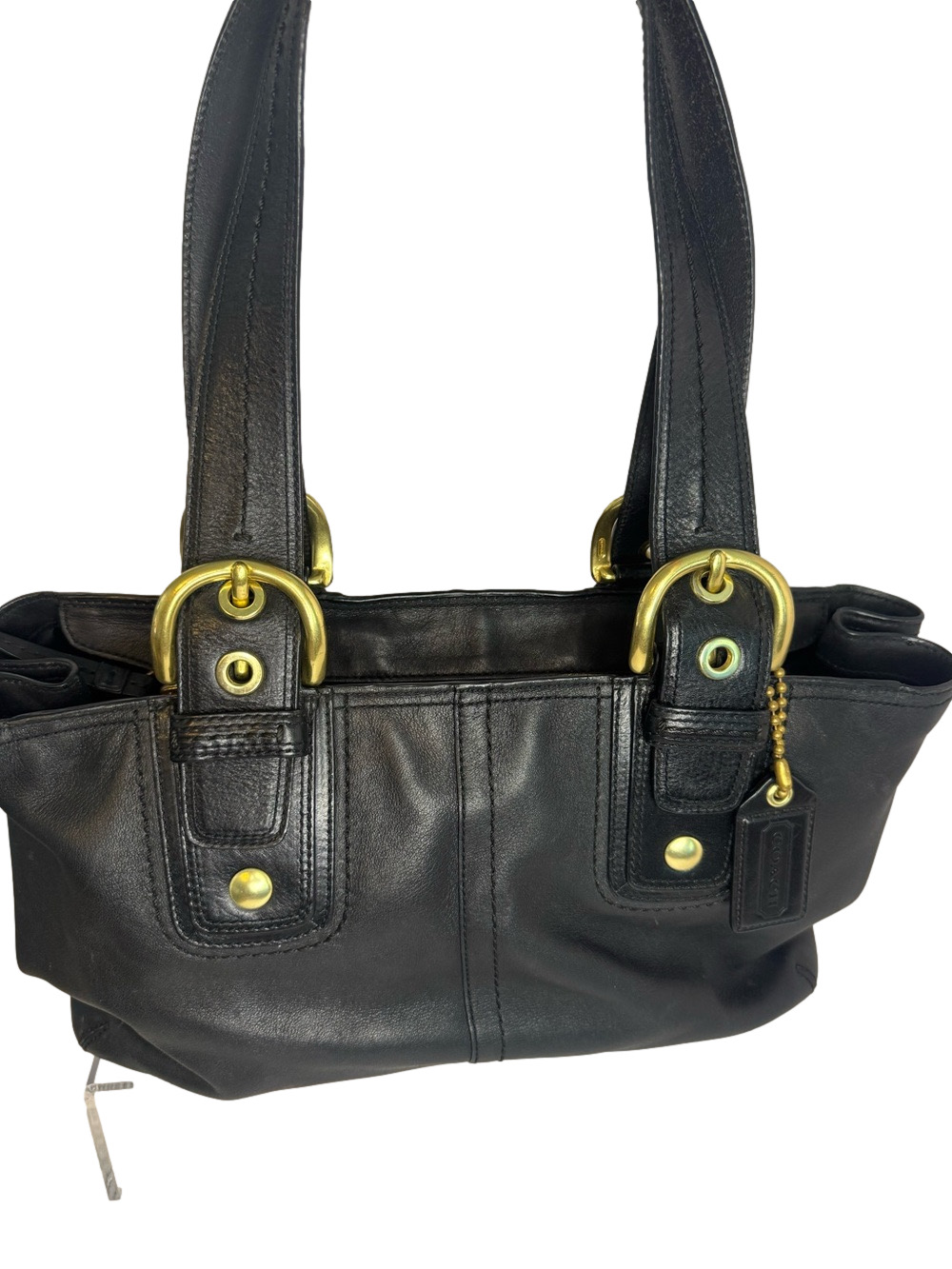 #354 Coach Soho Black Leather Satchel Shoulder Tote Bag